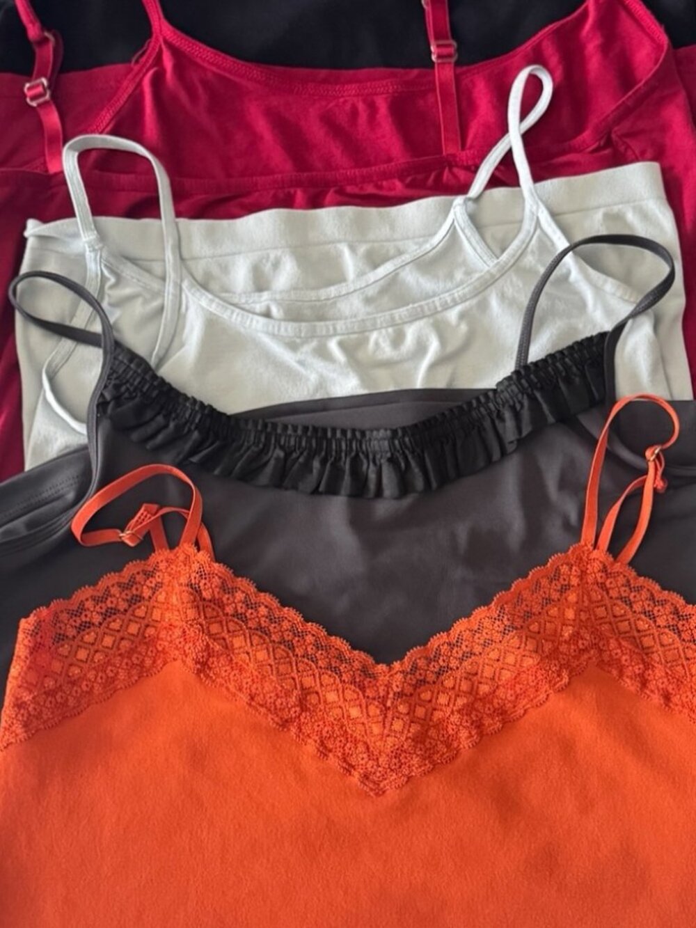 Cami Bundle - 4 Camisoles (Orange, Red, Gray, Light Blue)